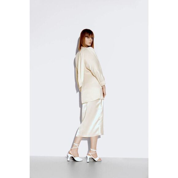 ZARA SATIN EFFECT LONG TUNIC BLOUSE - Picture 3 of 8